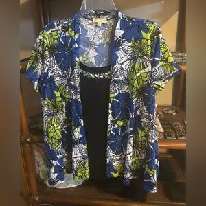 Choices Blue and Green Floral Cardigan